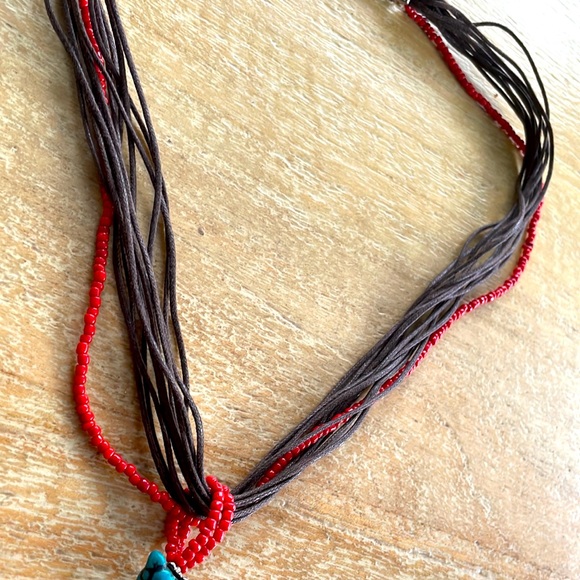 Vintage Boho Bead Necklace - Brown/Red/Blue - Picture 13 of 14